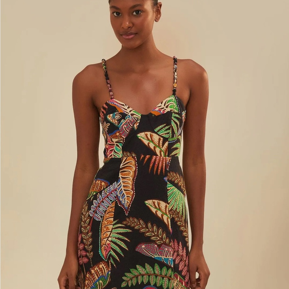 NWT Gorgeous Farm Rio “Cool Foliage” Black Mini Dress in size XL 🌿